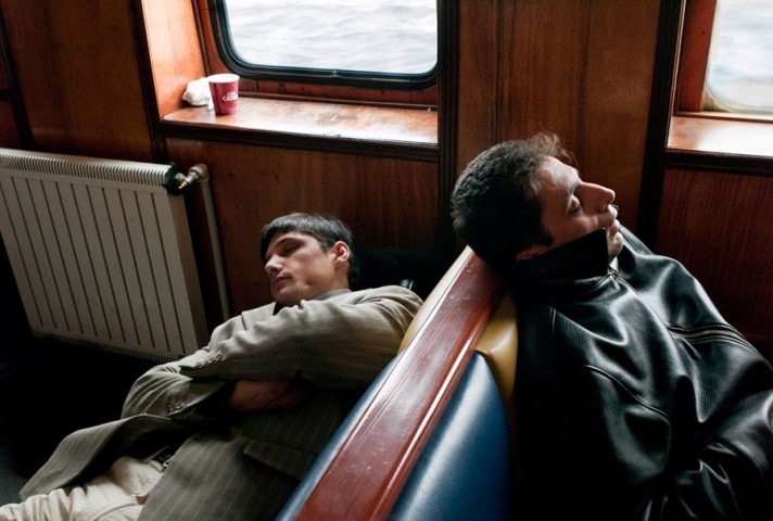 Sleeping on the ferry over the Bosporus